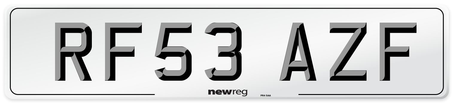 RF53 AZF Number Plate from New Reg